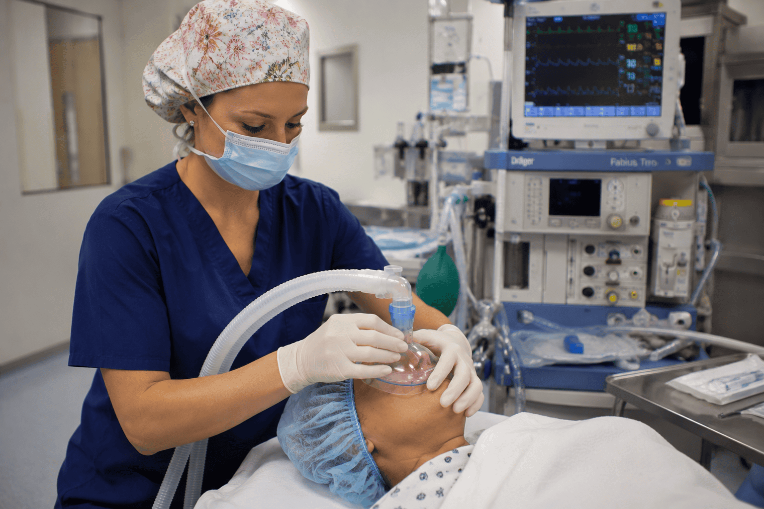 Desales CRNA student doing an iduction of anesthesia